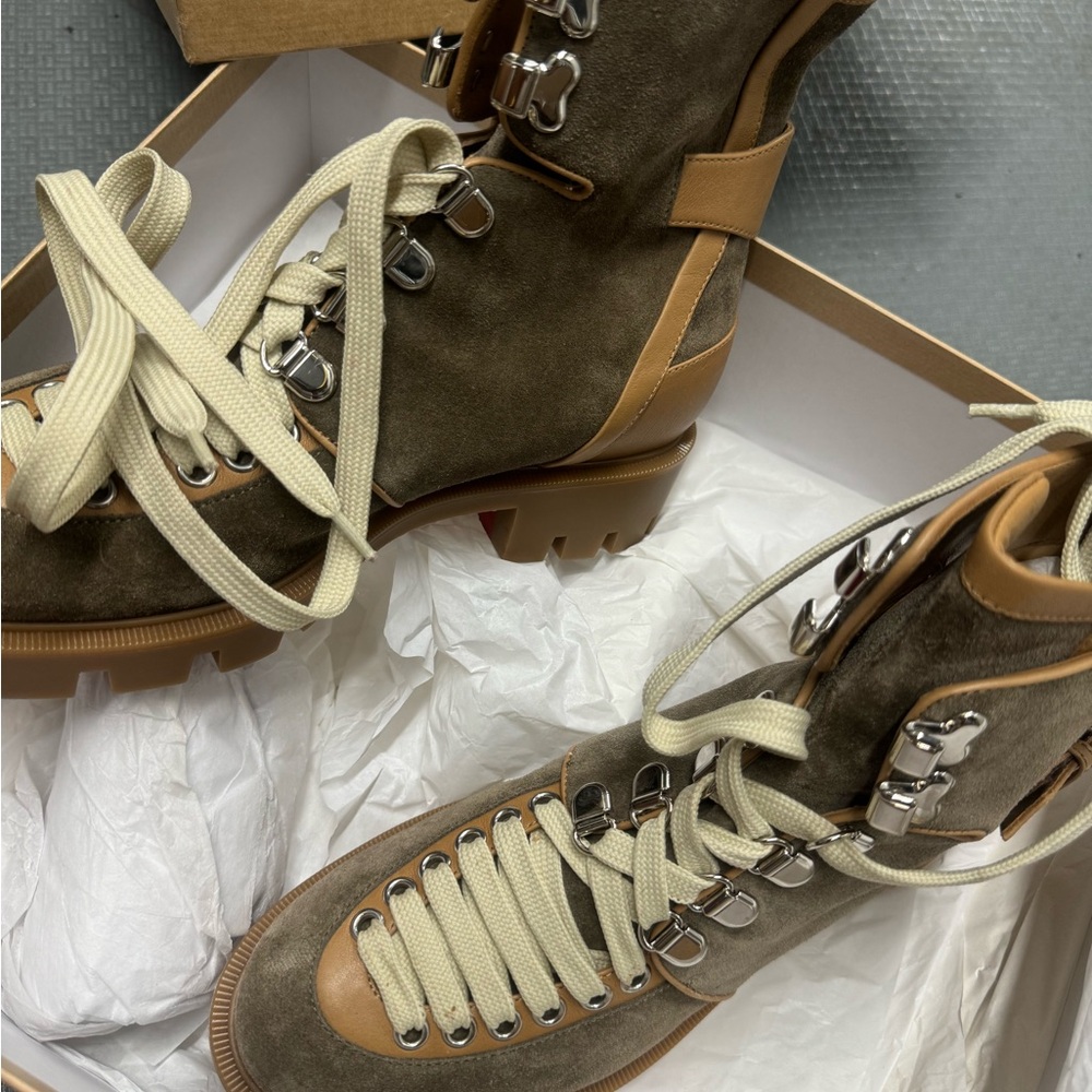Christian Louboutin Stylish Tan and Cream Women's Boots